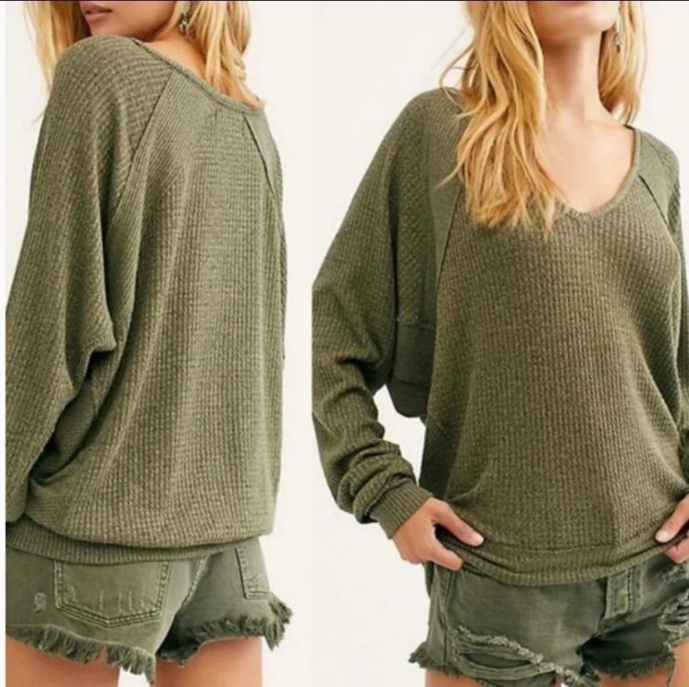 Free People Santa Clara Thermal Top Large NWT